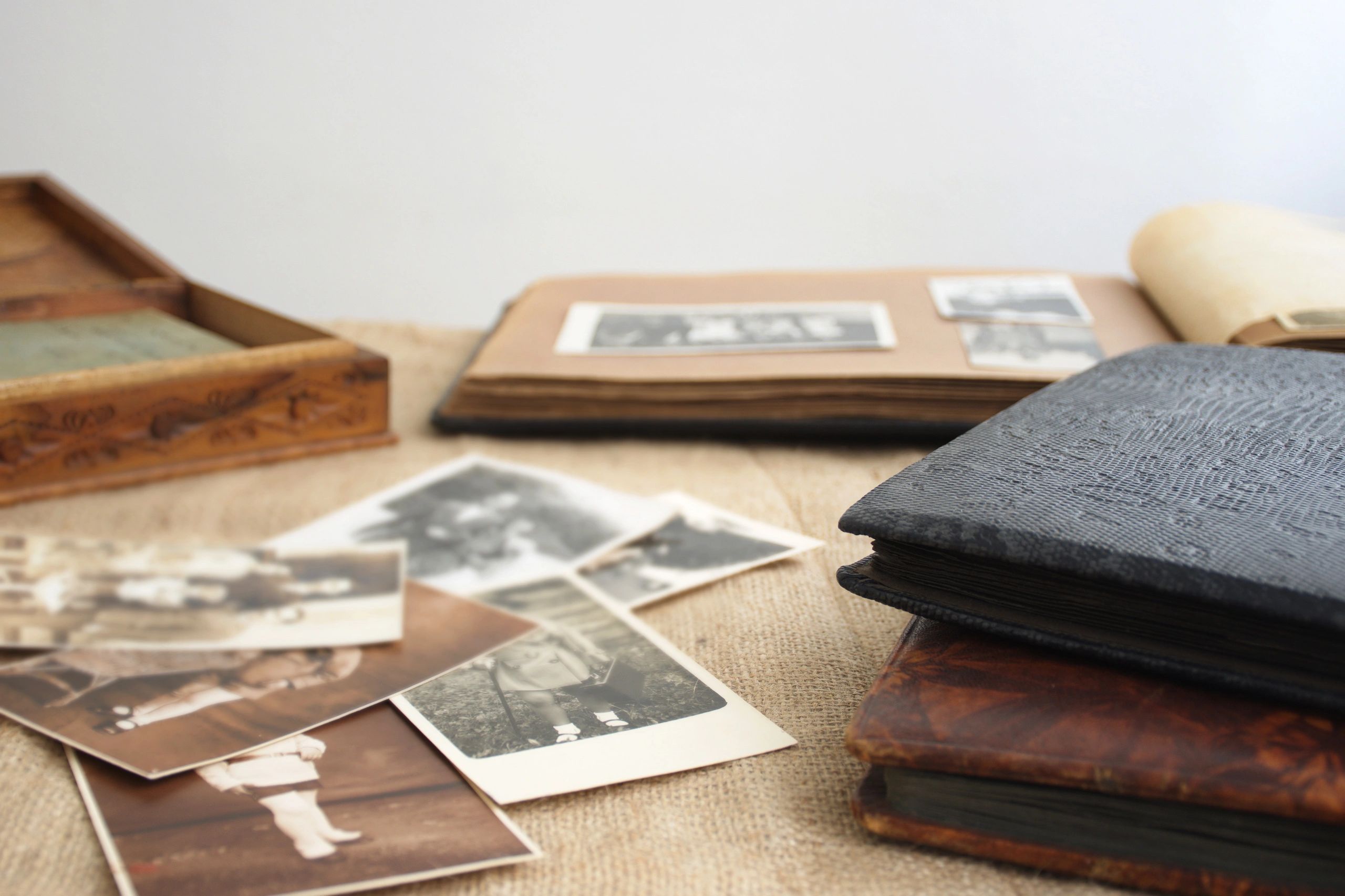 Vintage family photographs in an album