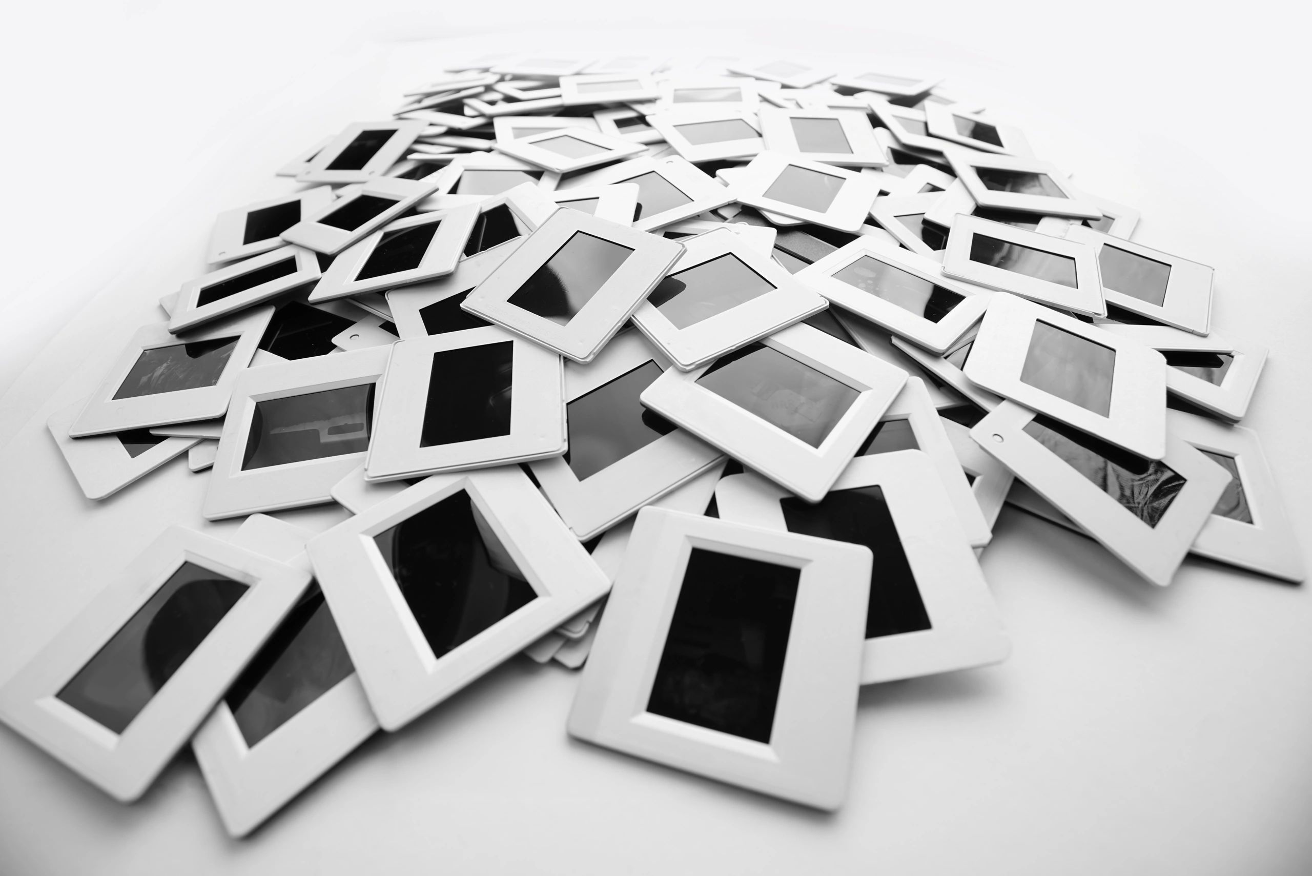 Collection of photo slides representing preserved family memories